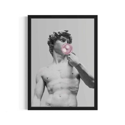 David with Bubblegum – Modern Framed Digital Artwork