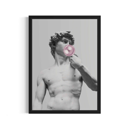 David with Bubblegum – Modern Framed Digital Artwork