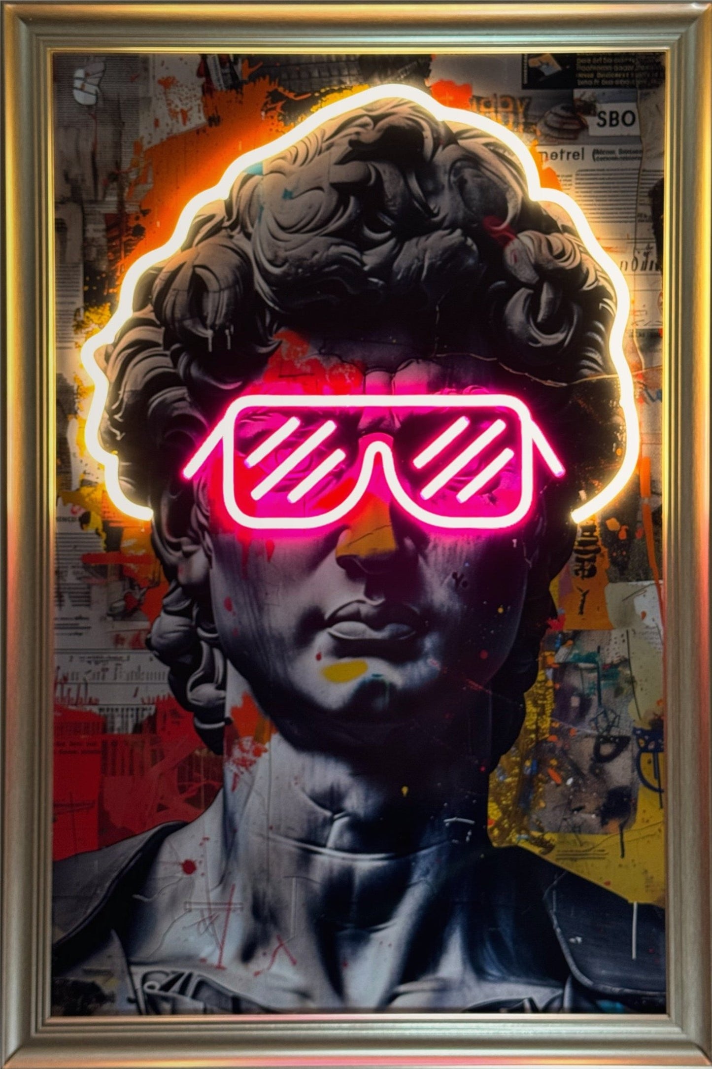 David Statue - Neon Frame